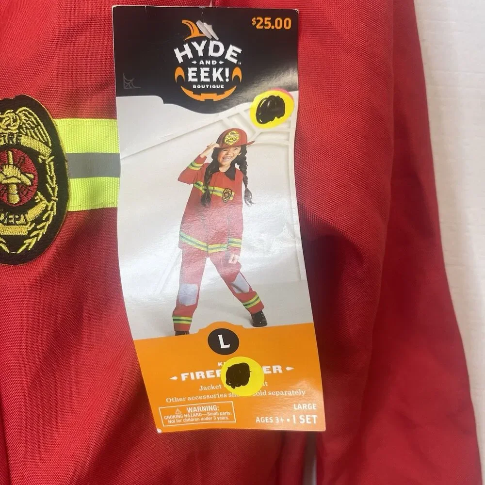 Hyde and Eek Firefighter Halloween Costume Size Kids Large 10-12 3pc